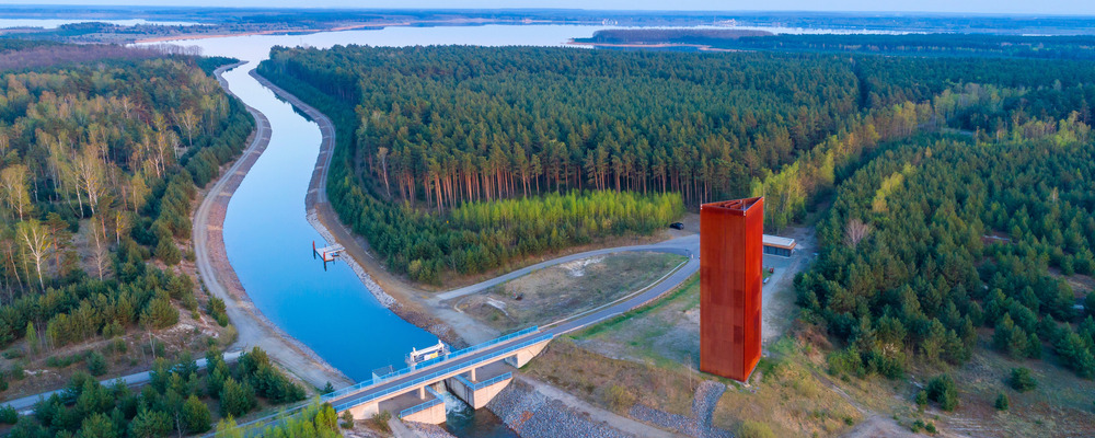 Luftbild von der Landmarke Rostiger Nagel